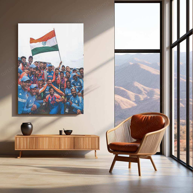 Indian Cricket Team Metal Poster – Champion Spirit Wall Art - TURTLEWINGS 