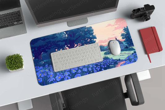 Aesthetic Irises Art Deskmat – Vibrant Floral Design for a Fresh and Inspiring Workspace