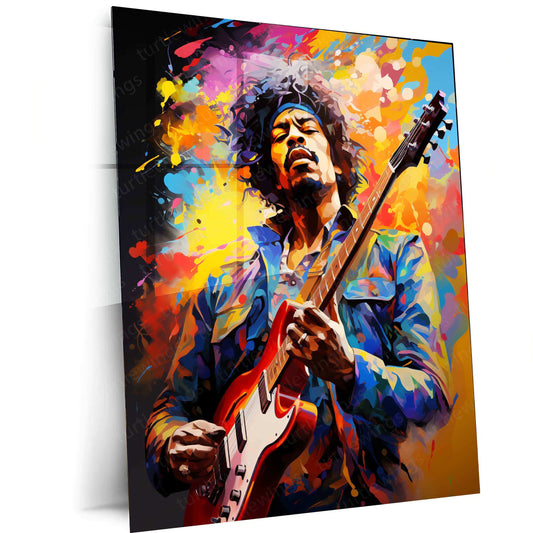 Jimi Hendrix Metal Poster – Legendary Guitar Icon Wall Art - TURTLEWINGS 