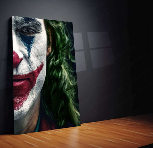 Joker Close-Up Metal Poster | Dark Aesthetic Villain Art | Cinematic Wall Decor - TURTLEWINGS 