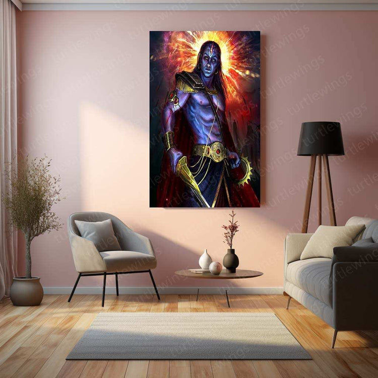 Kalki Avatar Metal Poster – Divine Warrior Wall Art | Hindu Mythology Decor - TURTLEWINGS 