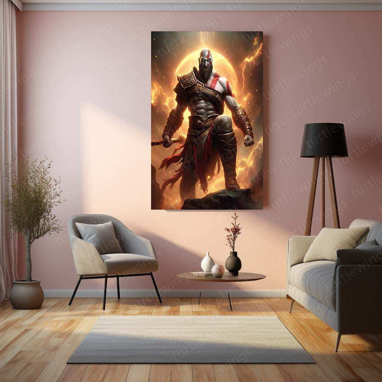 Kratos Metal Poster – God of War Wall Art | Epic Gaming Decor 3 - TURTLEWINGS 