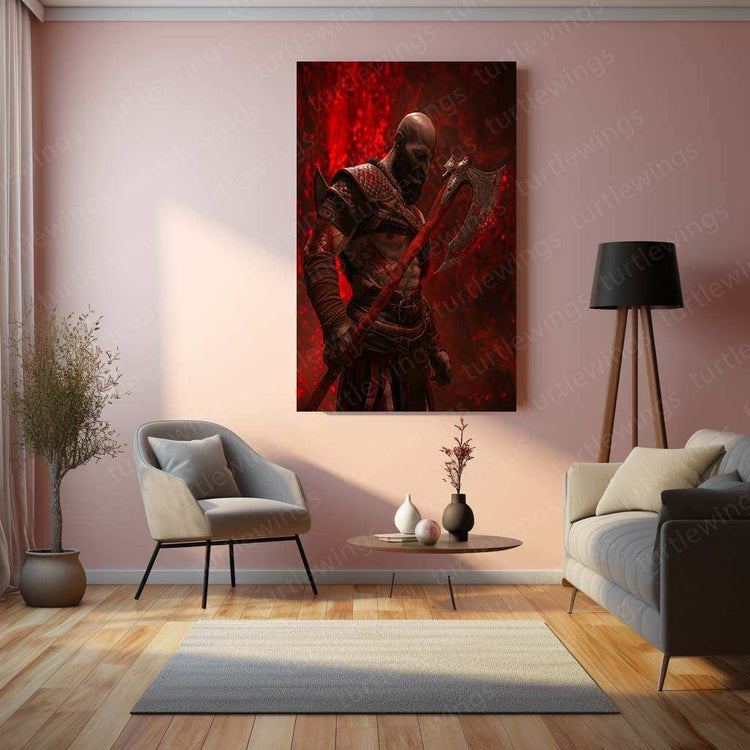 Kratos Metal Poster – God of War Wall Art | Epic Gaming Decor 4 - TURTLEWINGS 