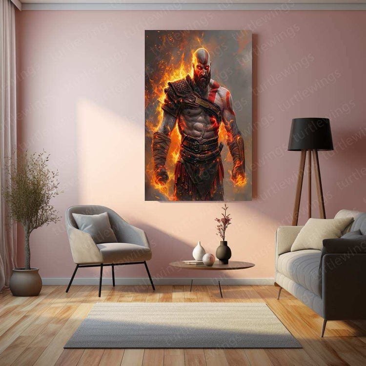 Kratos Metal Poster – God of War Wall Art | Epic Gaming Decor 5 - TURTLEWINGS 