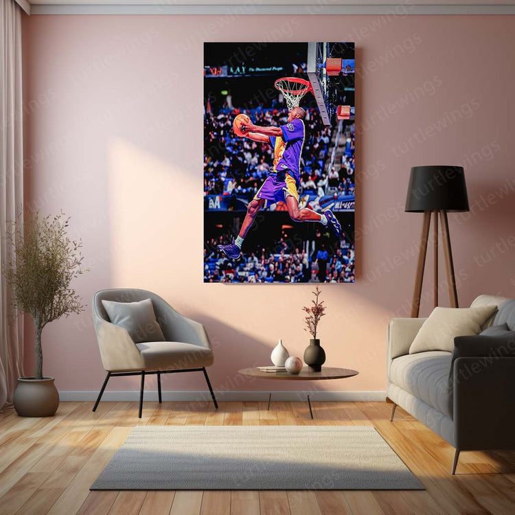 Kobe Bryant Dunk Metal Poster | Iconic Basketball Art | High-Quality Metal Print