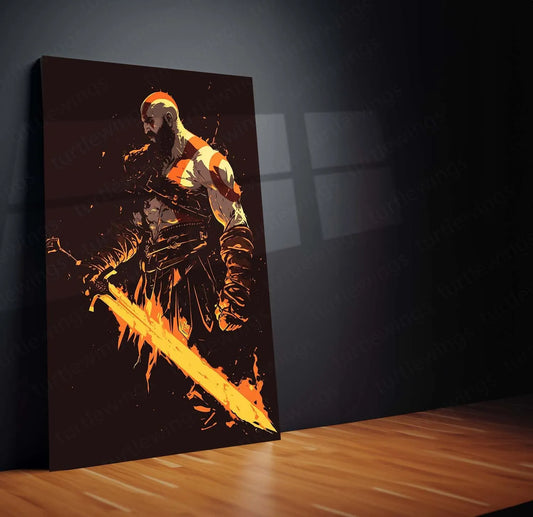 Kratos Metal Poster | God of War Portrait | Spartan Rage Wall Art 1 - TURTLEWINGS 