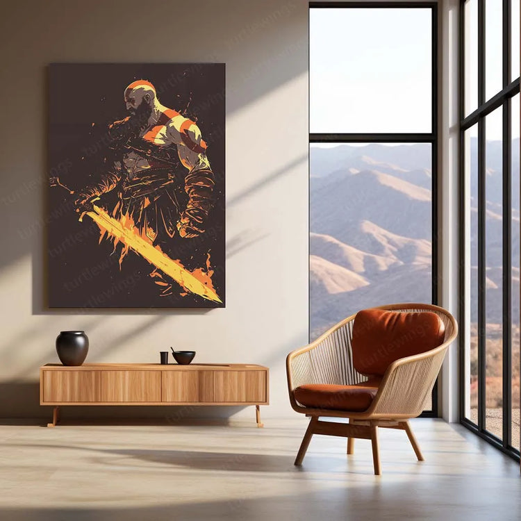 Kratos Metal Poster | God of War Portrait | Spartan Rage Wall Art 1 - TURTLEWINGS 