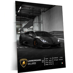 Lamborghini Black Metal Poster | Luxury Supercar Wall Art | Automotive Decor