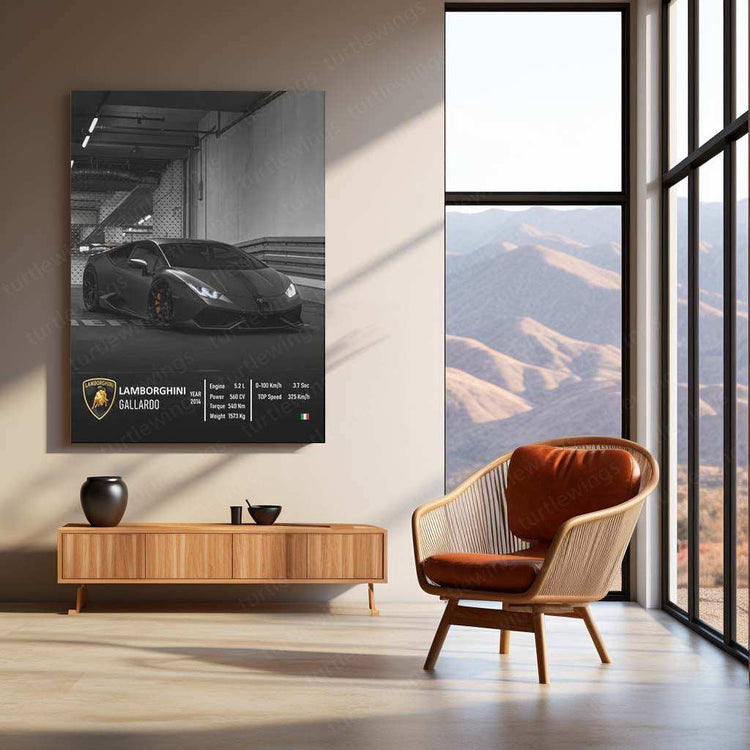 Lamborghini Black Metal Poster | Luxury Supercar Wall Art | Automotive Decor - TURTLEWINGS 