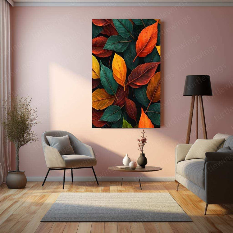 Leaves Abstract Metal Poster – Modern Botanical Wall Art | Nature-Inspired Minimalist Decor - TURTLEWINGS 