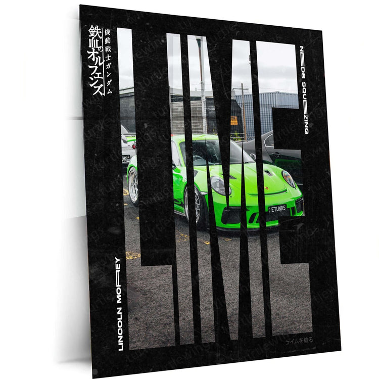 Lime GT3 RS Metal Poster | Vibrant and Dynamic | Car Art