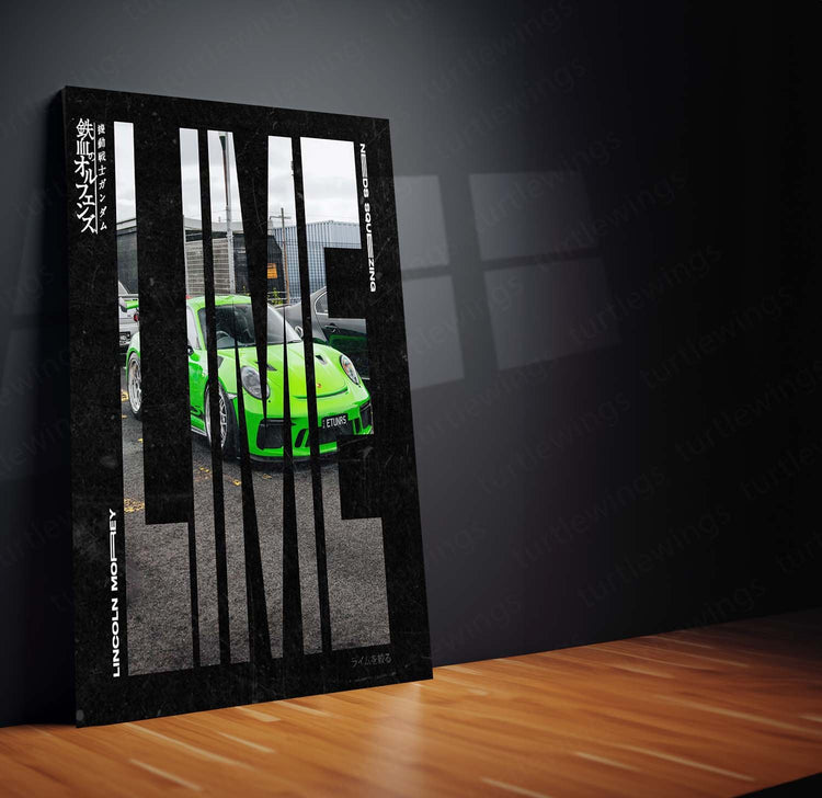 Lime GT3 RS Metal Poster | Vibrant and Dynamic | Car Art