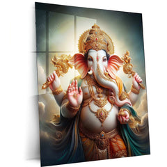 Lord Ganesh Metal Poster – Divine Hindu Wall Art | Spiritual Home & Temple Deco