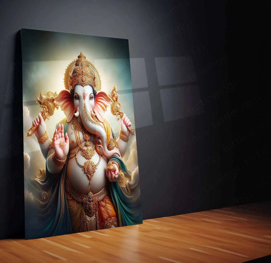 Lord Ganesh Metal Poster – Divine Hindu Wall Art | Spiritual Home & Temple Deco - TURTLEWINGS 