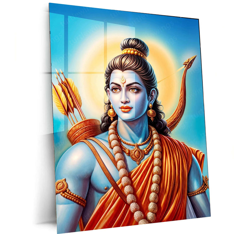 Lord Ram Metal Poster – Divine Hindu Wall Art | Shri Ram Mandir Inspired Decor - TURTLEWINGS 