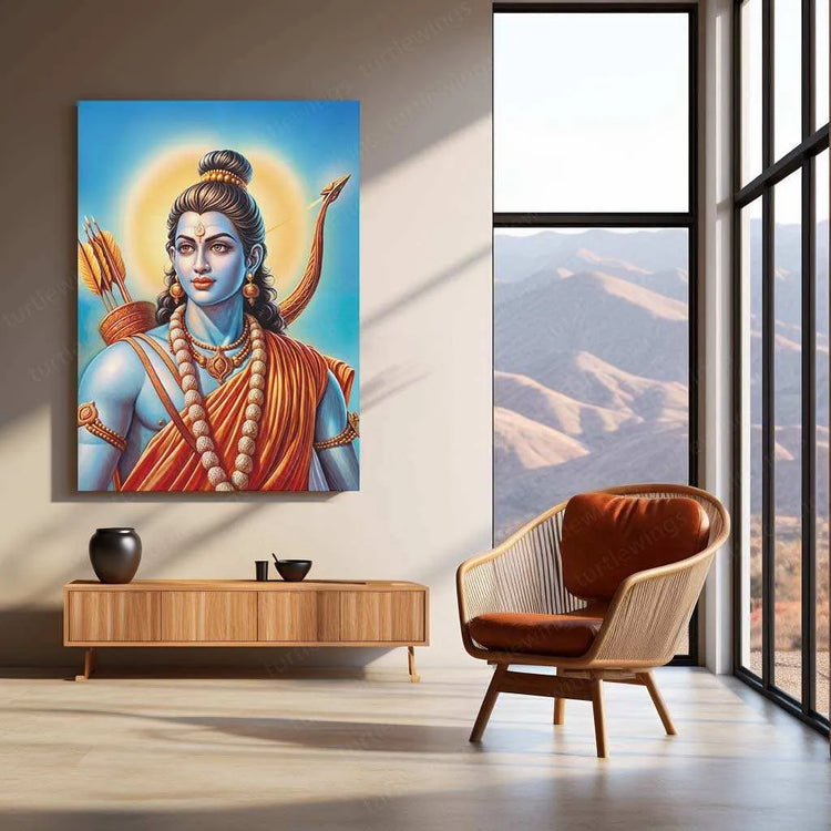 Lord Ram Metal Poster – Divine Hindu Wall Art | Shri Ram Mandir Inspired Decor - TURTLEWINGS 