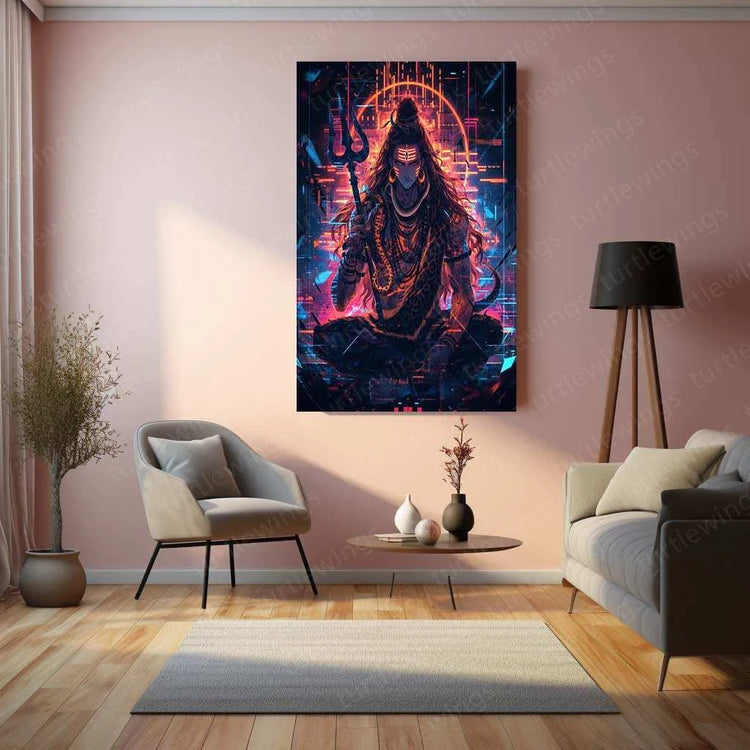 Lord Shiva Metal Poster – Mahadev Wall Art | Divine Hindu Spiritual Decor 8 - TURTLEWINGS 