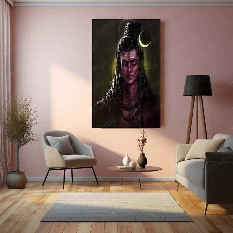 Lord Shiva Metal Poster – Mahadev Wall Art | Divine Hindu Spiritual Decor - TURTLEWINGS 