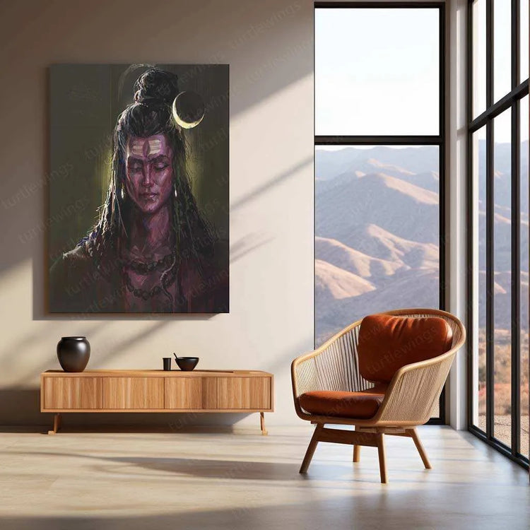 Lord Shiva Metal Poster – Mahadev Wall Art | Divine Hindu Spiritual Decor - TURTLEWINGS 