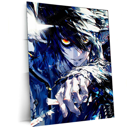 L from Death Note Metal Poster | Mysterious Anime Character | High-Quality Metal Print