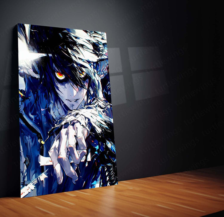 L from Death Note Metal Poster | Mysterious Anime Character | High-Quality Metal Print