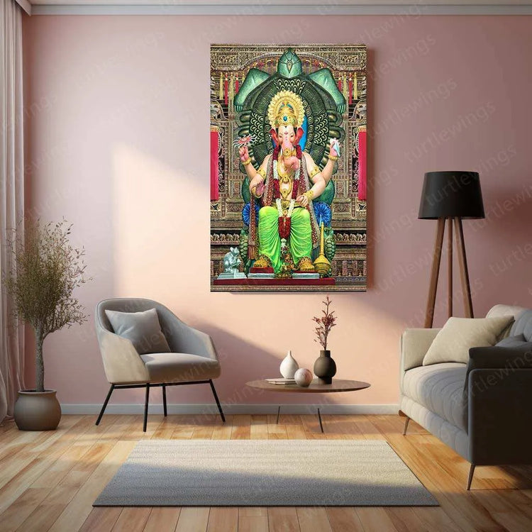 Lalbaug Cha Raja – The Divine Ganesh Metal Poster - TURTLEWINGS 