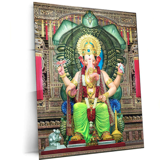 Lalbaug Cha Raja – The Divine Ganesh Metal Poster - TURTLEWINGS 