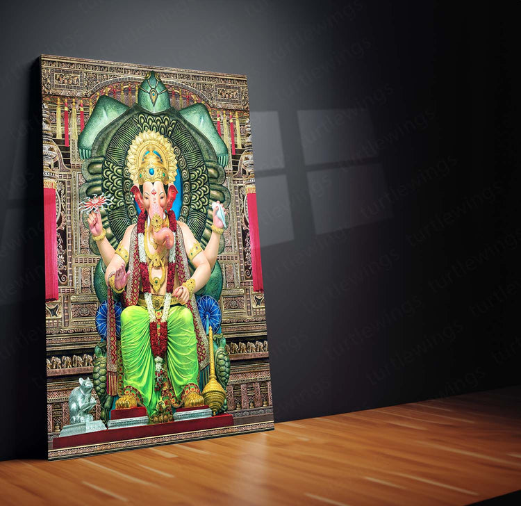 Lalbaugcha Raja Metal Poster | Majestic Lord Ganesha in Full Glory 02