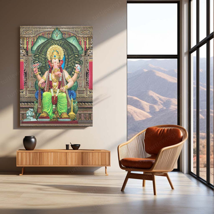 Lalbaugcha Raja Metal Poster | Majestic Lord Ganesha in Full Glory 02