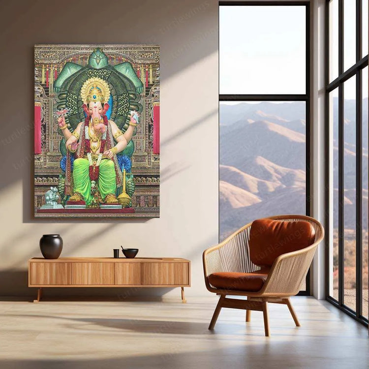 Lalbaug Cha Raja – The Divine Ganesh Metal Poster - TURTLEWINGS 