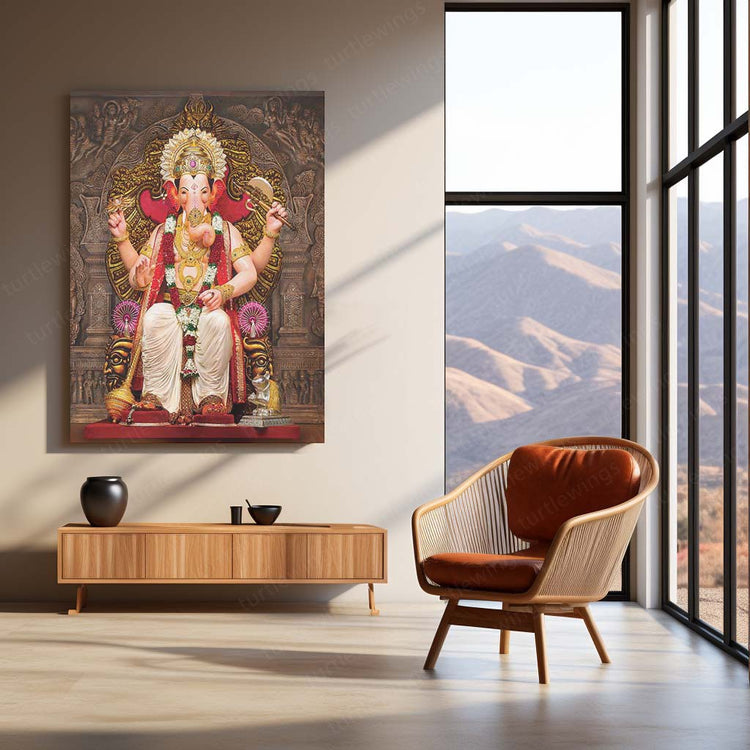 Lalbaugcha Raja Metal Poster | Majestic Lord Ganesha in Full Glory