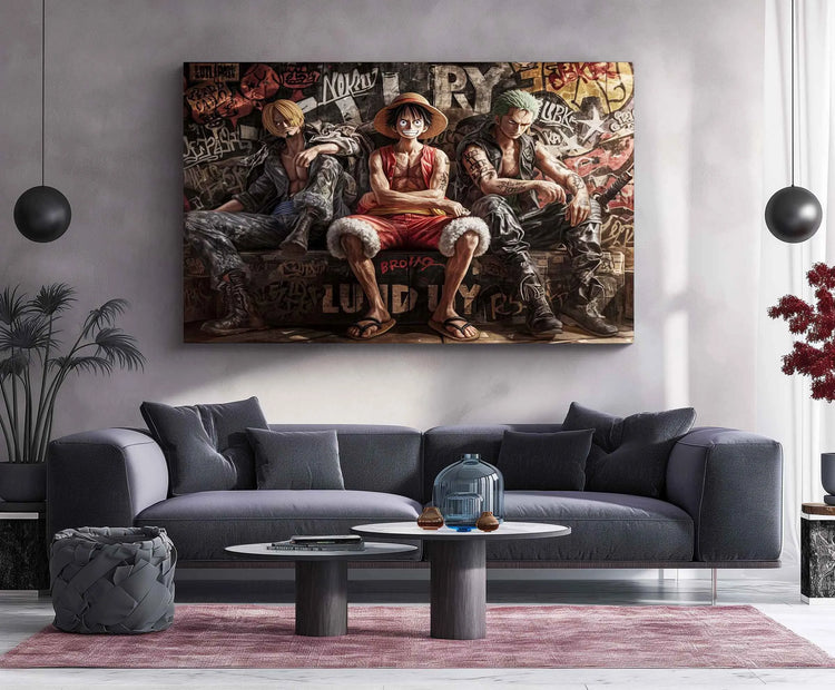 Luffy, Zoro & Sanji Metal Poster | One Piece Trio Wall Art | Straw Hat Pirates Decor - TURTLEWINGS 