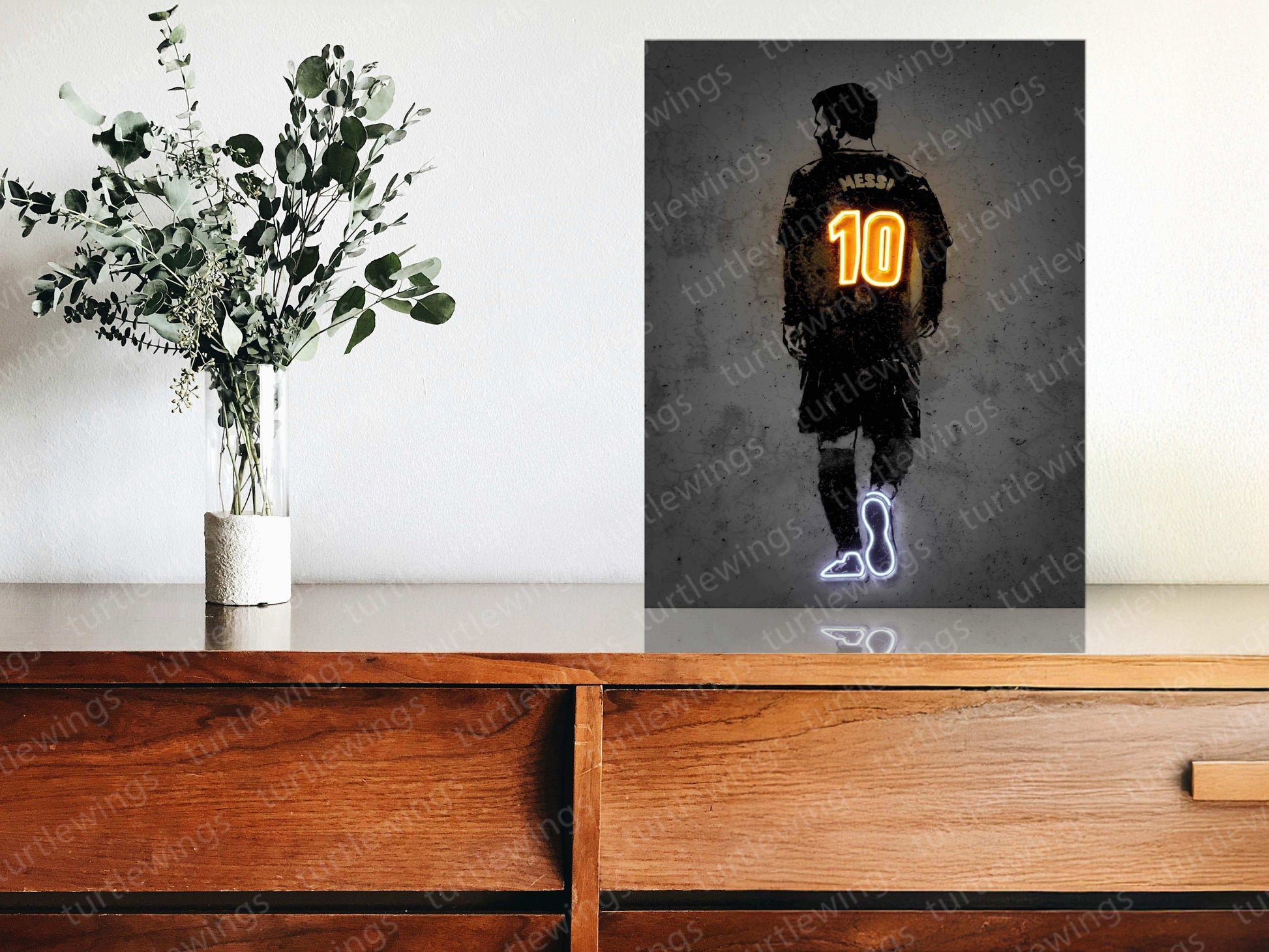 Lionel Messi Neon LED Metal Frame â Soccer Legend Wall Art - TURTLEWINGS 