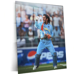 MS Dhoni 2007 Metal Poster – Iconic T20 World Cup Victory Wall Art