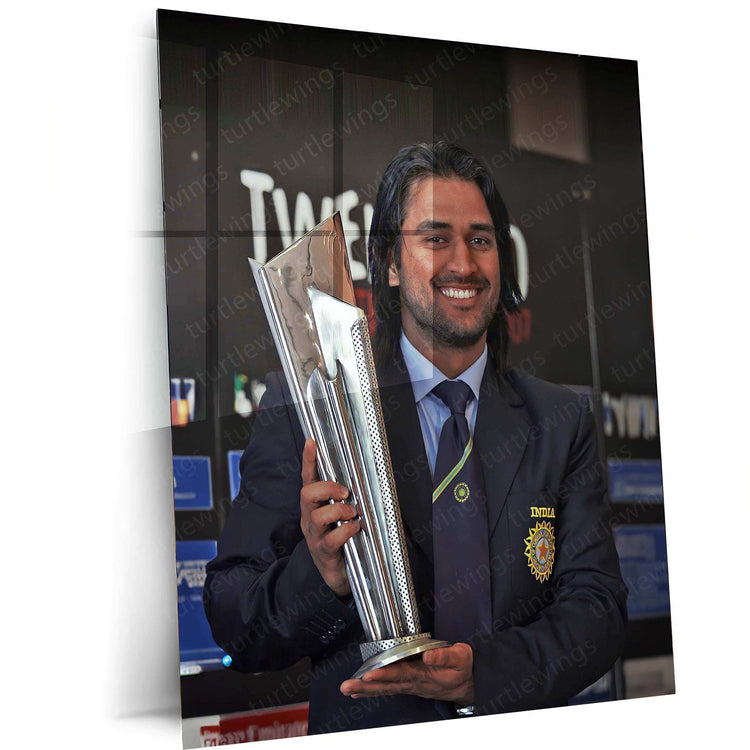 MS Dhoni 2007 Metal Poster – Iconic T20 World Cup Victory Wall Art 2 - TURTLEWINGS 