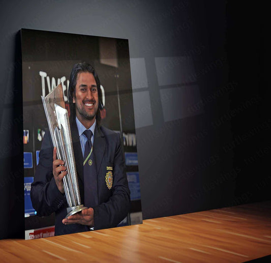 MS Dhoni 2007 Metal Poster – Iconic T20 World Cup Victory Wall Art 2 - TURTLEWINGS 