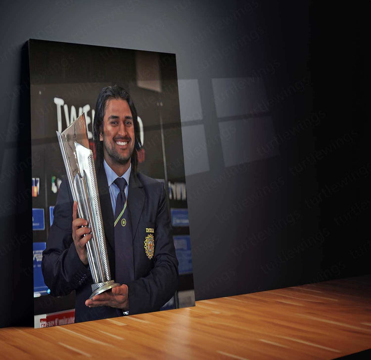 MS Dhoni 2007 Metal Poster – Iconic T20 World Cup Victory Wall Art 2 - TURTLEWINGS 