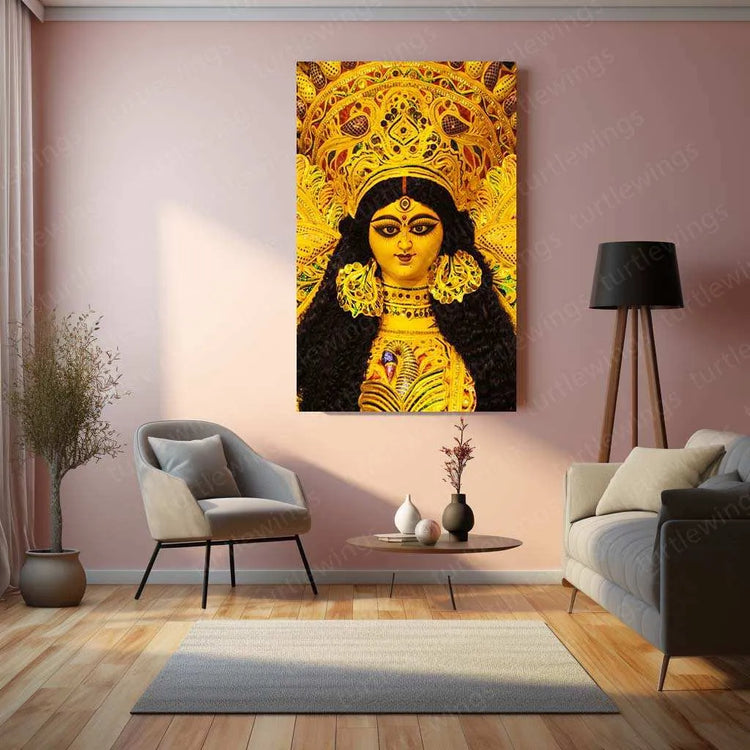 Maa Durga Metal Poster – Divine Goddess of Power | Spiritual Wall Art - TURTLEWINGS 