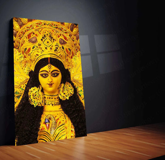 Maa Durga Metal Poster – Divine Goddess of Power | Spiritual Wall Art - TURTLEWINGS 