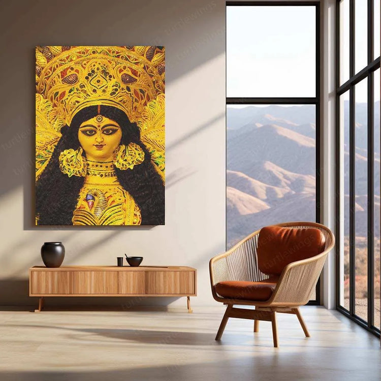 Maa Durga Metal Poster – Divine Goddess of Power | Spiritual Wall Art - TURTLEWINGS 