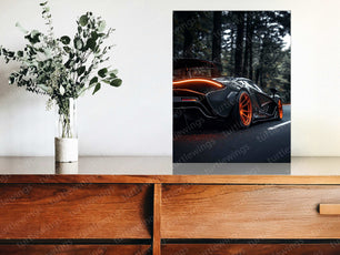 McLaren P1 Neon LED Metal Frame â Luxury Supercar Wall Art