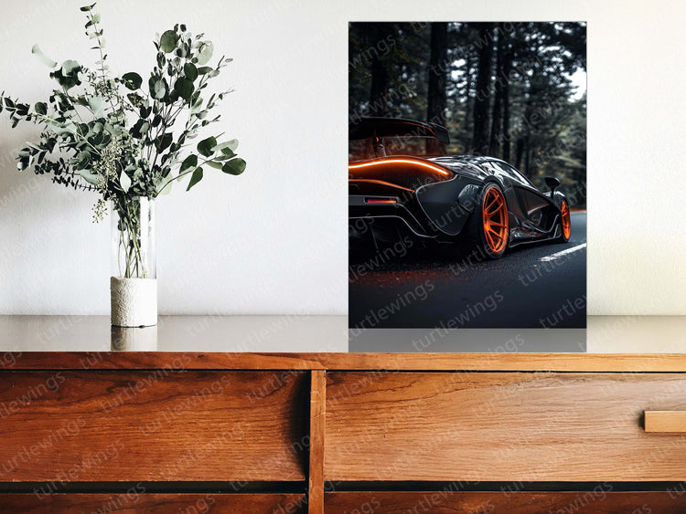 McLaren P1 Neon LED Metal Frame – Luxury Supercar Wall Art