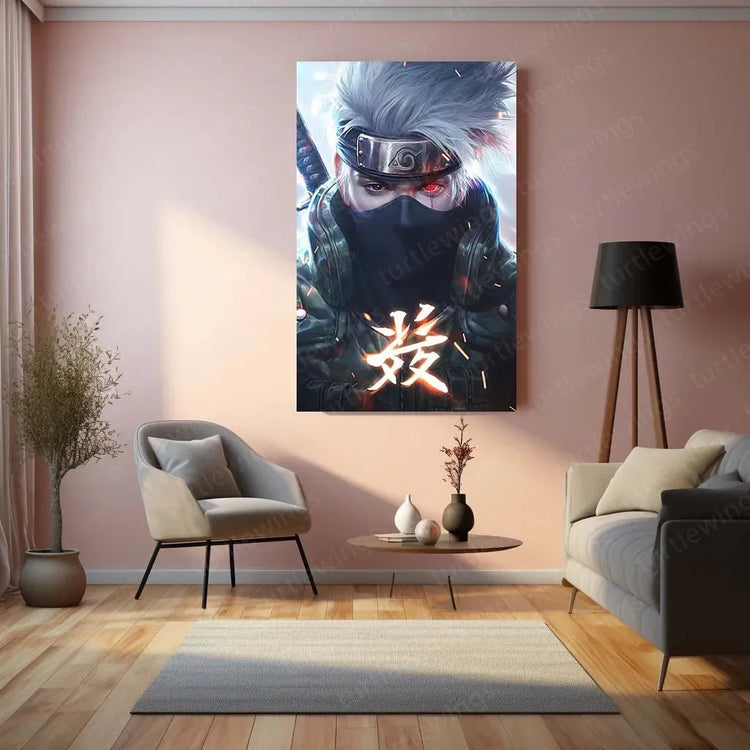 Kakashi Hatake - Naruto Metal Poster | Sharingan & Anbu Art | Anime Wall Decor - TURTLEWINGS 