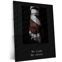 No Risk No Story Metal Poster – Motivational Wall Art | Hustle & Success Mindset Decor