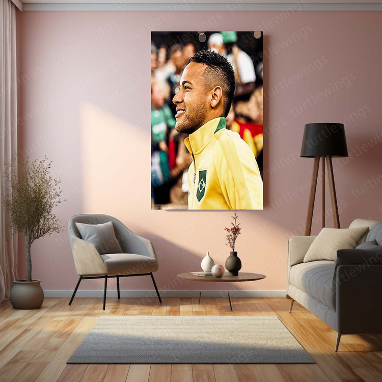 Neymar Metal Poster | Brazilian Football Star | High-Quality Metal Print