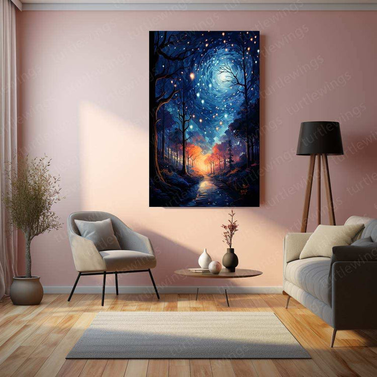 Night Sky Metal Poster – Cosmic Starry Night Wall Art | Dreamy Galaxy & Space Decor - TURTLEWINGS 