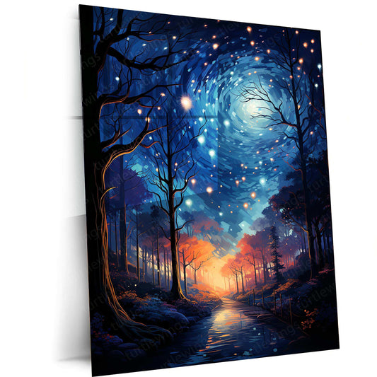 Night Sky Metal Poster – Cosmic Starry Night Wall Art | Dreamy Galaxy & Space Decor - TURTLEWINGS 