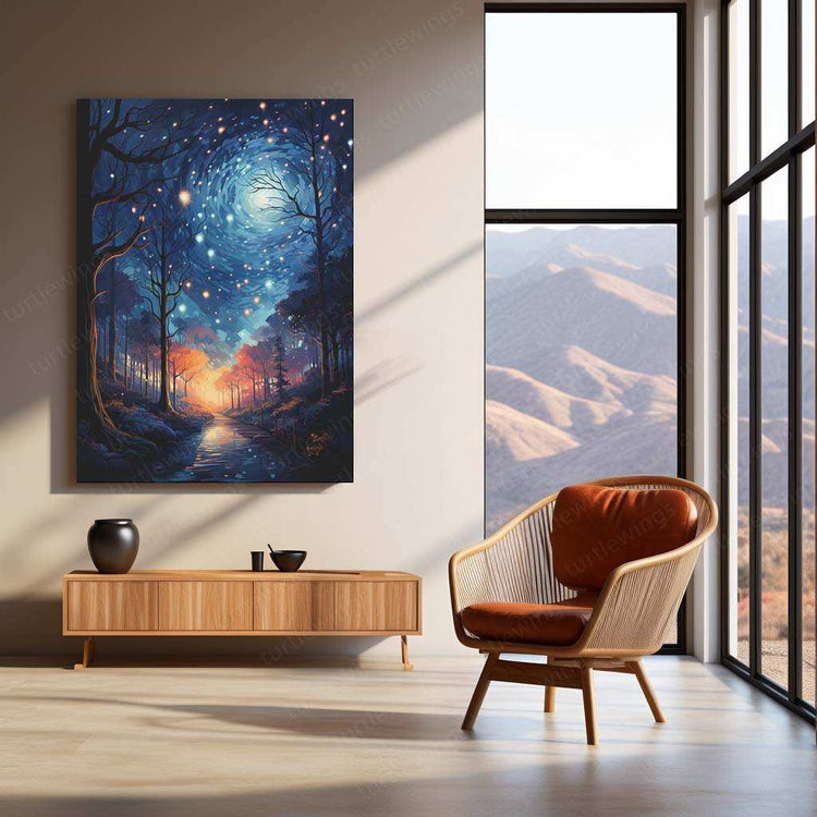 Night Sky Metal Poster – Cosmic Starry Night Wall Art | Dreamy Galaxy & Space Decor - TURTLEWINGS 