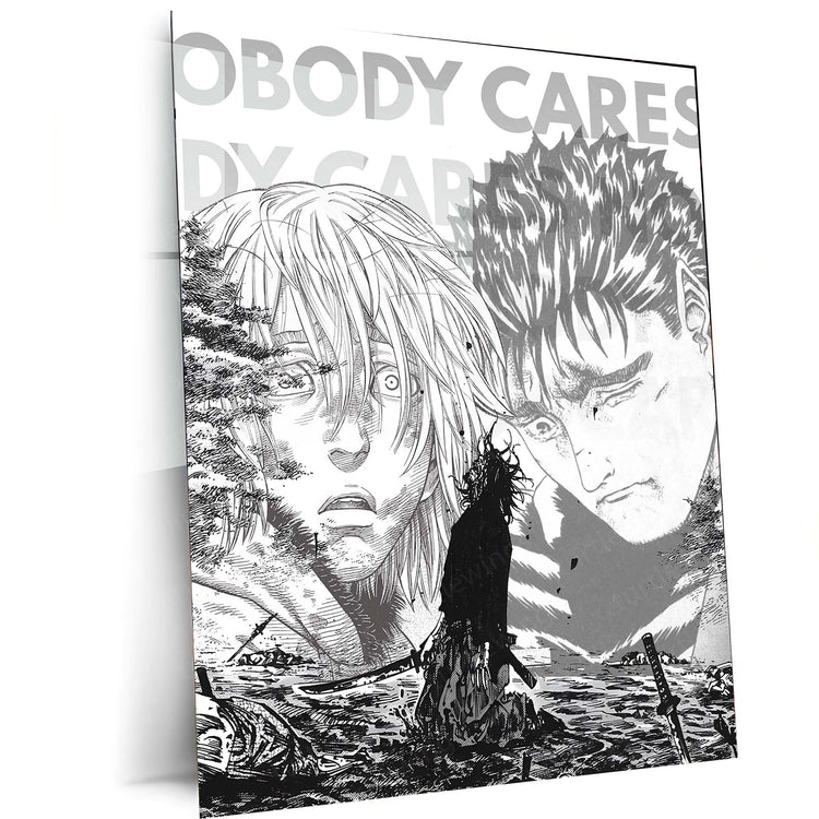 Sad Anime Poster | Nobody Cares | Emotional Art | High-Quality Metal Print