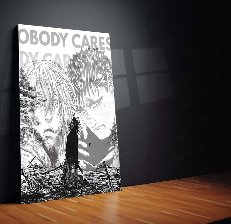 Sad Anime Poster | Nobody Cares | Emotional Art | High-Quality Metal Print